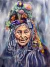 FLOWER WOMAN OF LADAKH - watercolour on paper - 22 x 30 inches
